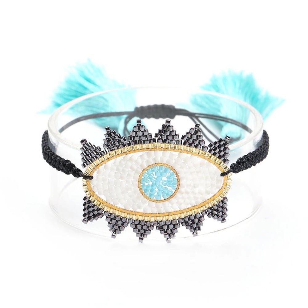 Evil Eye Bracelet Set Hamsa Tassel Jewelry - Picture 4 of 5